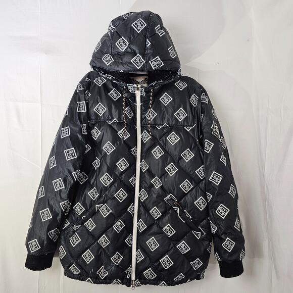 Eddie Bauer Baja East 1936 Down Jacket Hooded Skyliner AOP Signature Mens Medium - Picture 1 of 13